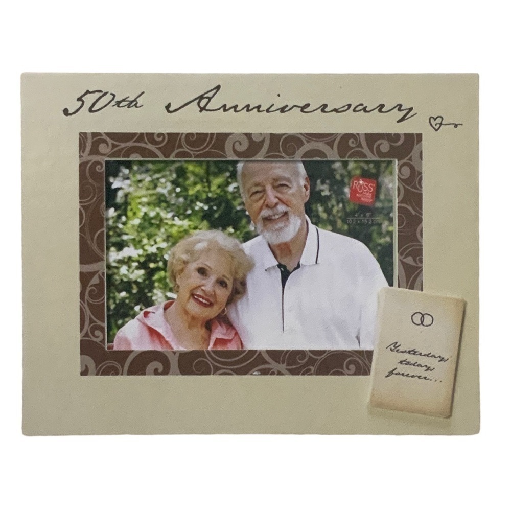 Photo Frame Wedding Anniversary 50th Horizontal Landscape Earth Tone 4 x 6 Photo
